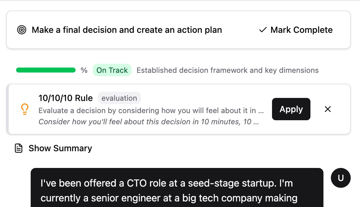 10/10/10 Rule thinking framework suggestion with Apply button